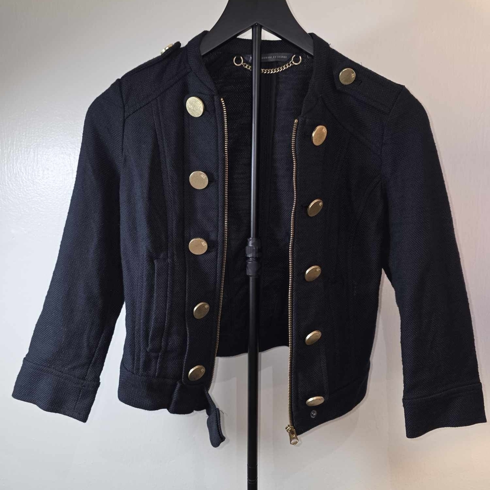 Armani Exchange Black Blazer with Gold Buttons